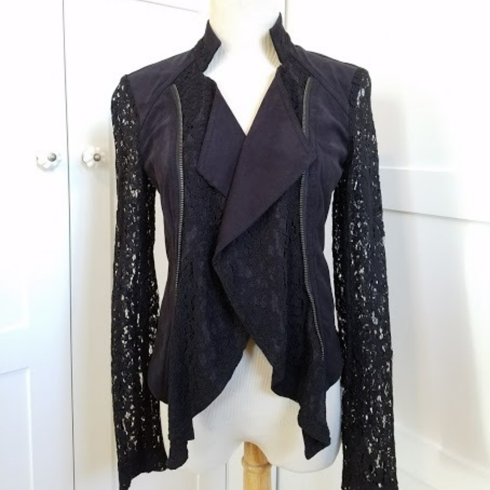 NEW INC International Concepts Black lace jacket